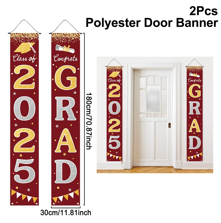 1pair Graduation Porch Sign Banner Large Congrats Grad Party Supplies Class of Decor Door Banner For Graduation Party: MULTI