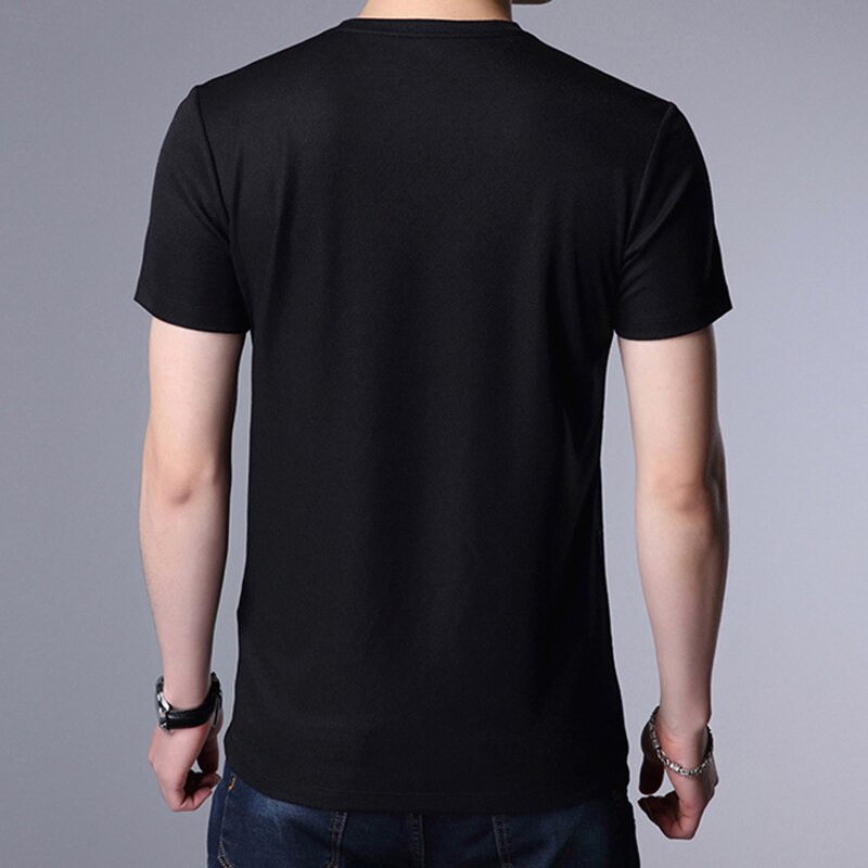 Liseaven herre t-shirts v-hals kortærmet t-shirt sommer t-shirt herre slim fit t-shirt
