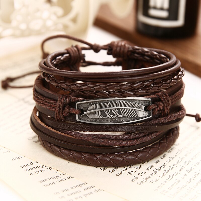 Daxi herr armband för herr berlocker armband pärlband armband tillbehör flätat läder armband herr smycken: Ifs 00728