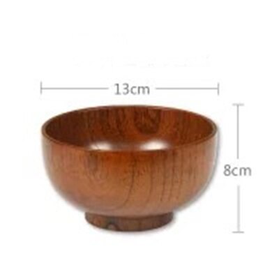 Natural Wooden Bowl with chopstick Spoon Salad Bowl Rice Fruit Bowl Food Container Kitchen Utensil Kids Children Snack Bowl: Bowl 13cm