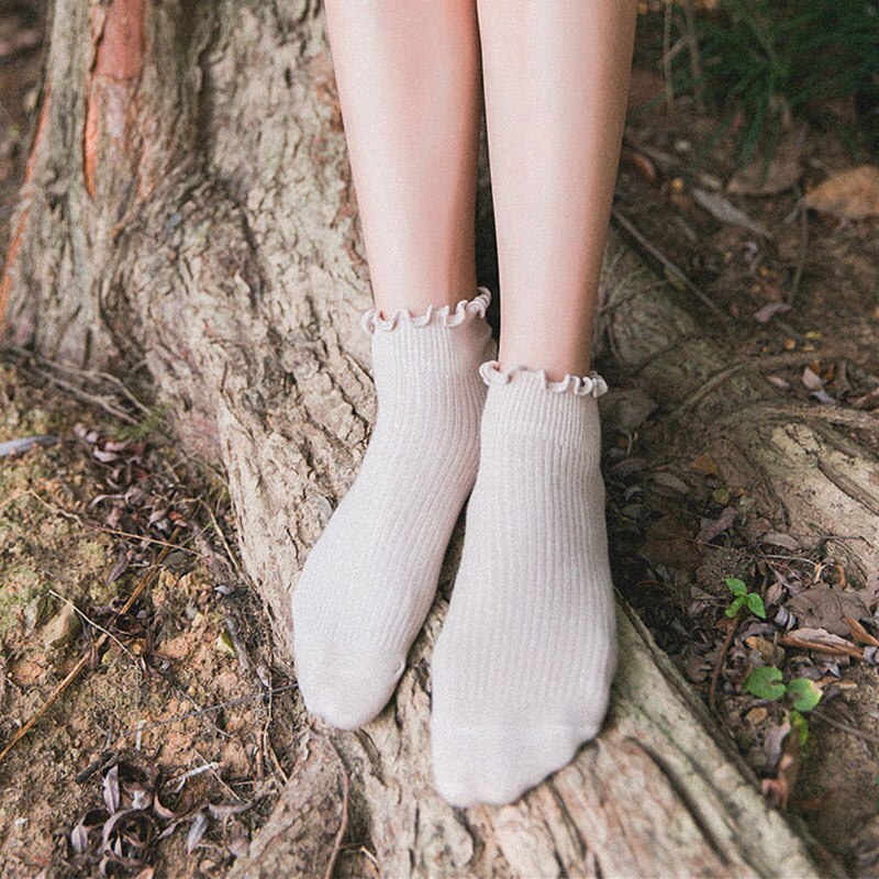 Bonne saine femmes chaussettes mignon couleur unie cheville haute décontracté respirant chaussettes