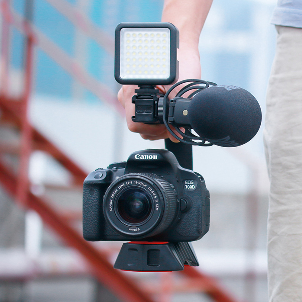 U-Grip Pro Handheld Video with Triple Cold Shoe Mount Smartphone Video Handle for DSLR Camera 1pcs