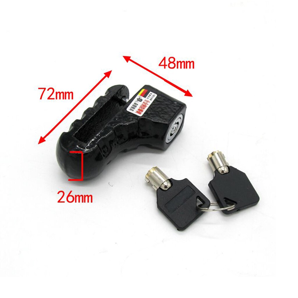 Stainless Steel Alarm Disc Lock Anti Theft for Motorcycle - Black