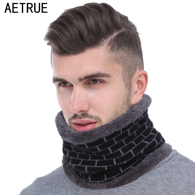 Aetrue mænd vinter tørklæde ring strikkede tørklæder til mænd kvinder fortykket uld hals snood warp krave varme bløde tørklæder