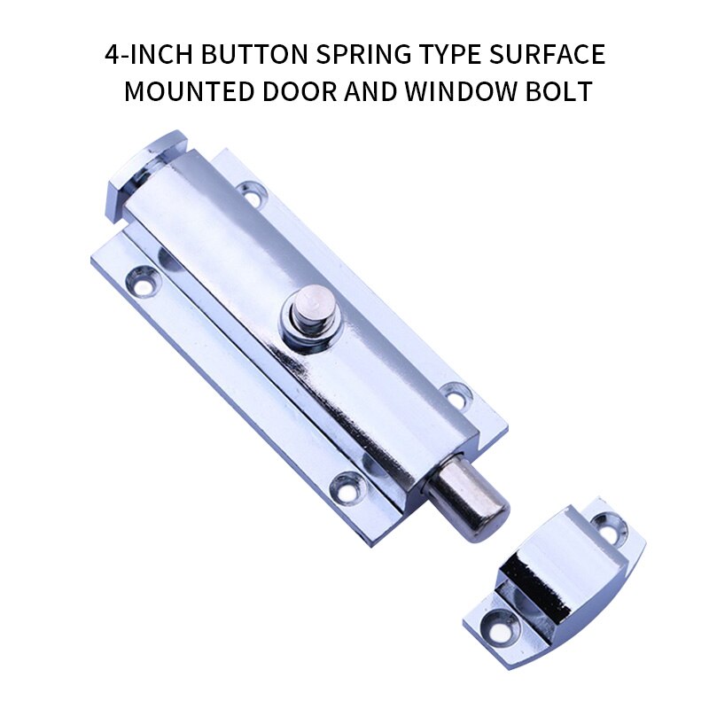 Home Door Window Plastic/Zinc Alloy Security Slide Bolt Lock for Bathroom Toilet Spring Latch
