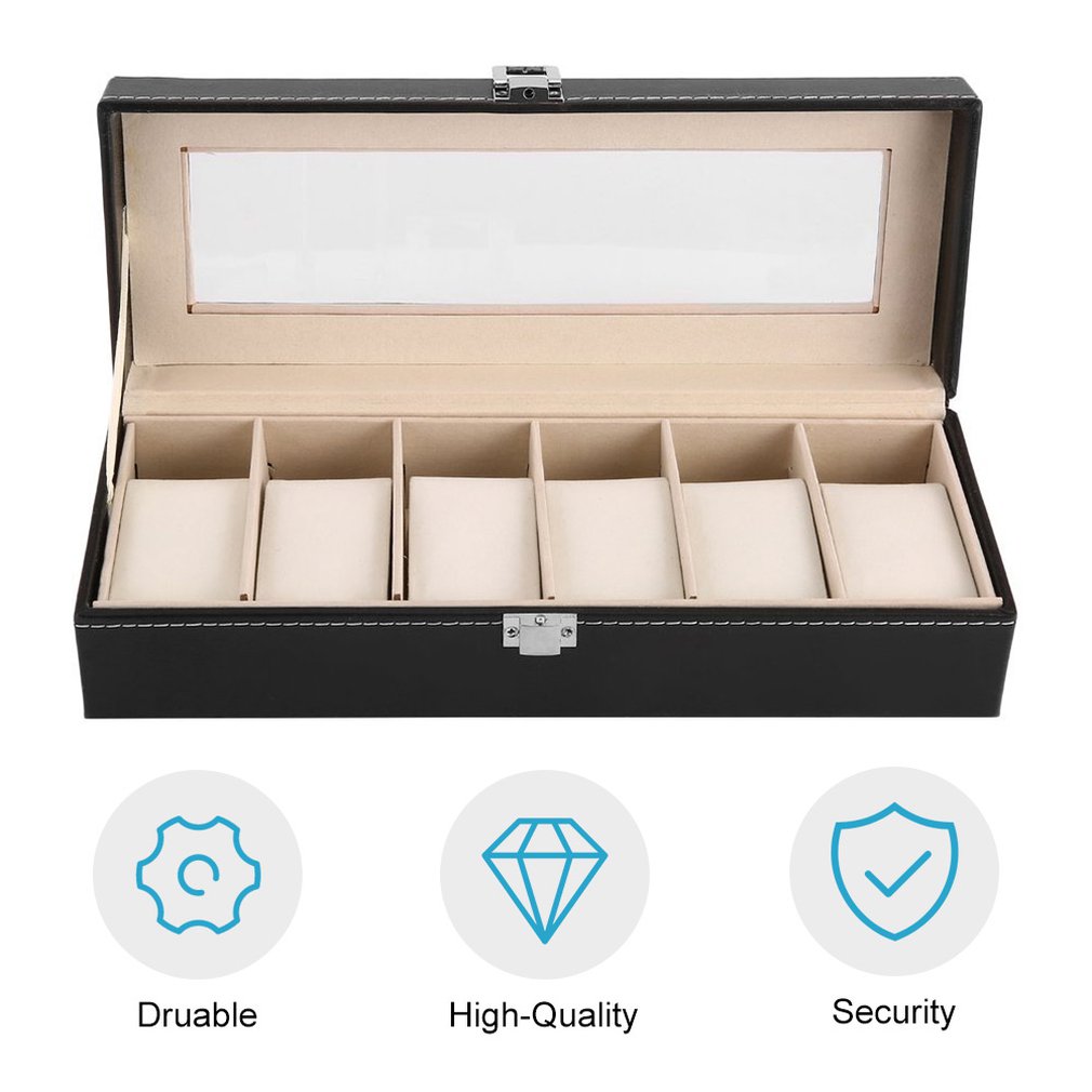 Houten/Lederen 8/10/12 Grids Display Sunglass Case Duurzaam Houder Sieraden Horloge Collection Organizer Box Container