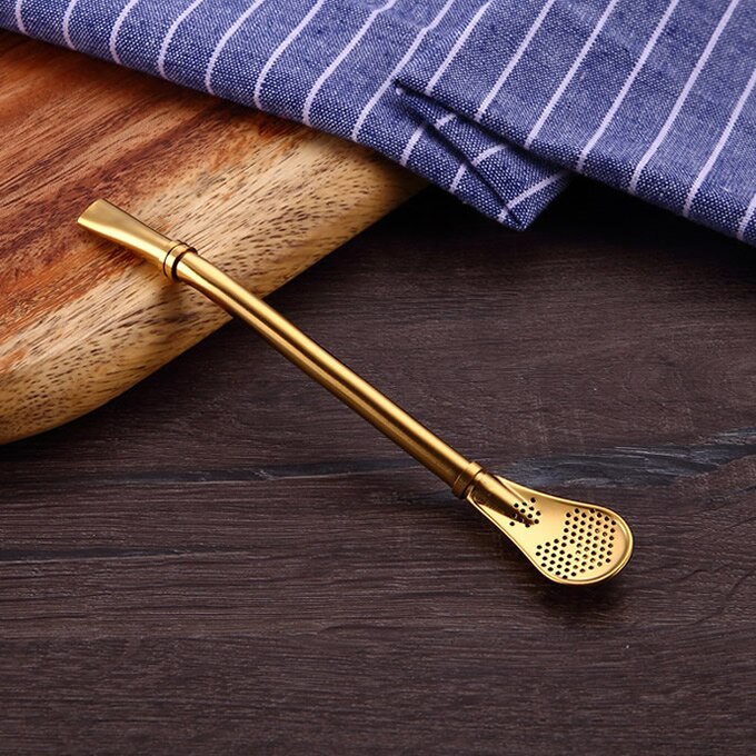 Cuchara de paja para beber de acero inoxidable, 1 piezas, Color Argentina Mate, coctelera para té Mate, Cocina, Bar,: Oro