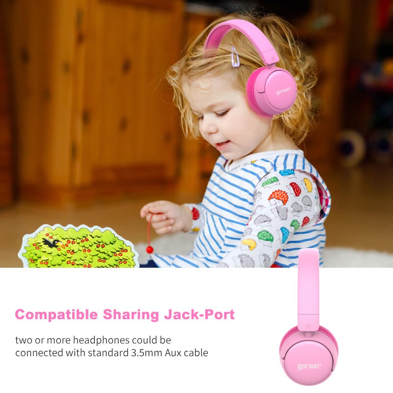 Gorsun Draadloze Kids Hoofdtelefoon Met 85dB Volume Regulator, opvouwbaar Bluetooth Stereo Over-Ear Kids Headsets Voor Jongens En Meisjes