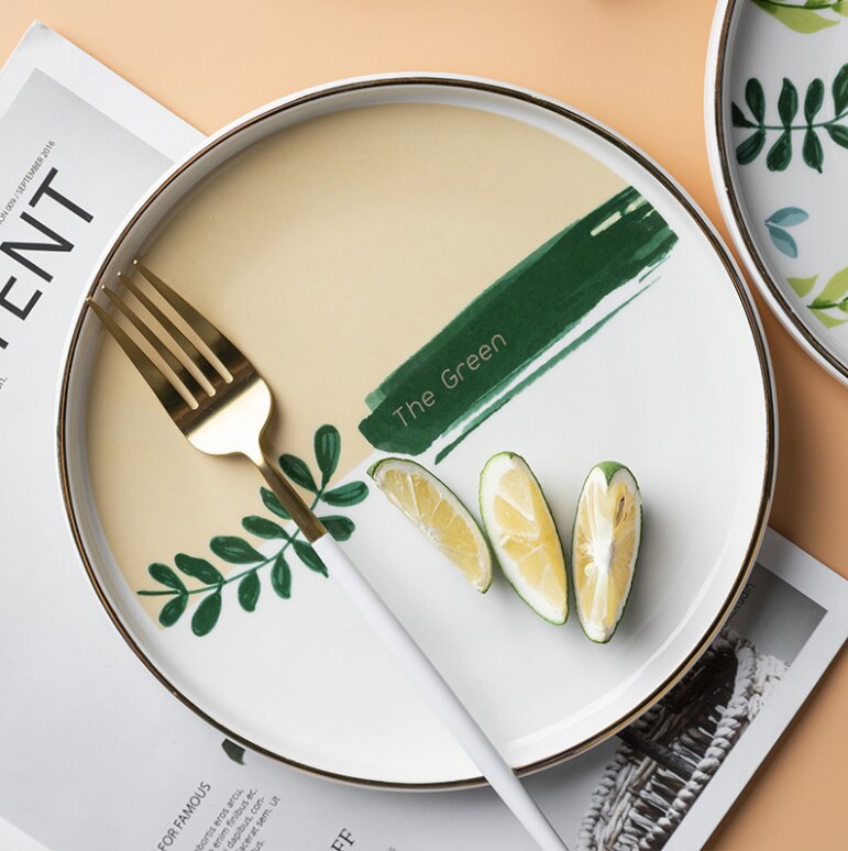 Ceramic Tableware Dishes Household Dishes Rice Bowl Afternoon Tea Cup Dessert Breakfast Western Plate For Tableware