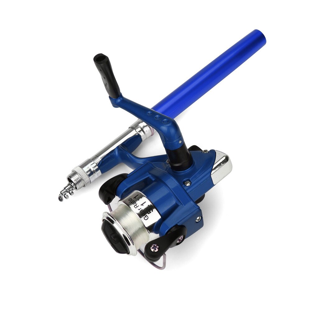 Fishing Rod Mini Portable Pocket Fish Pen Shape Aluminum Alloy Fishing Rod Pole Wheel Portable Fishing Rod Set #33: Yellow