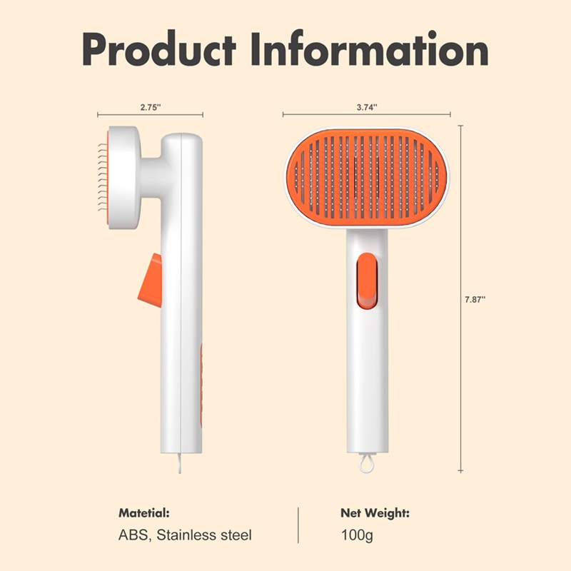 Cat Hair Brush, Cat Brushes For Indoor Cats Grooming And Shedding, Self Cleaning Brush For Short And Long Haired Cats
