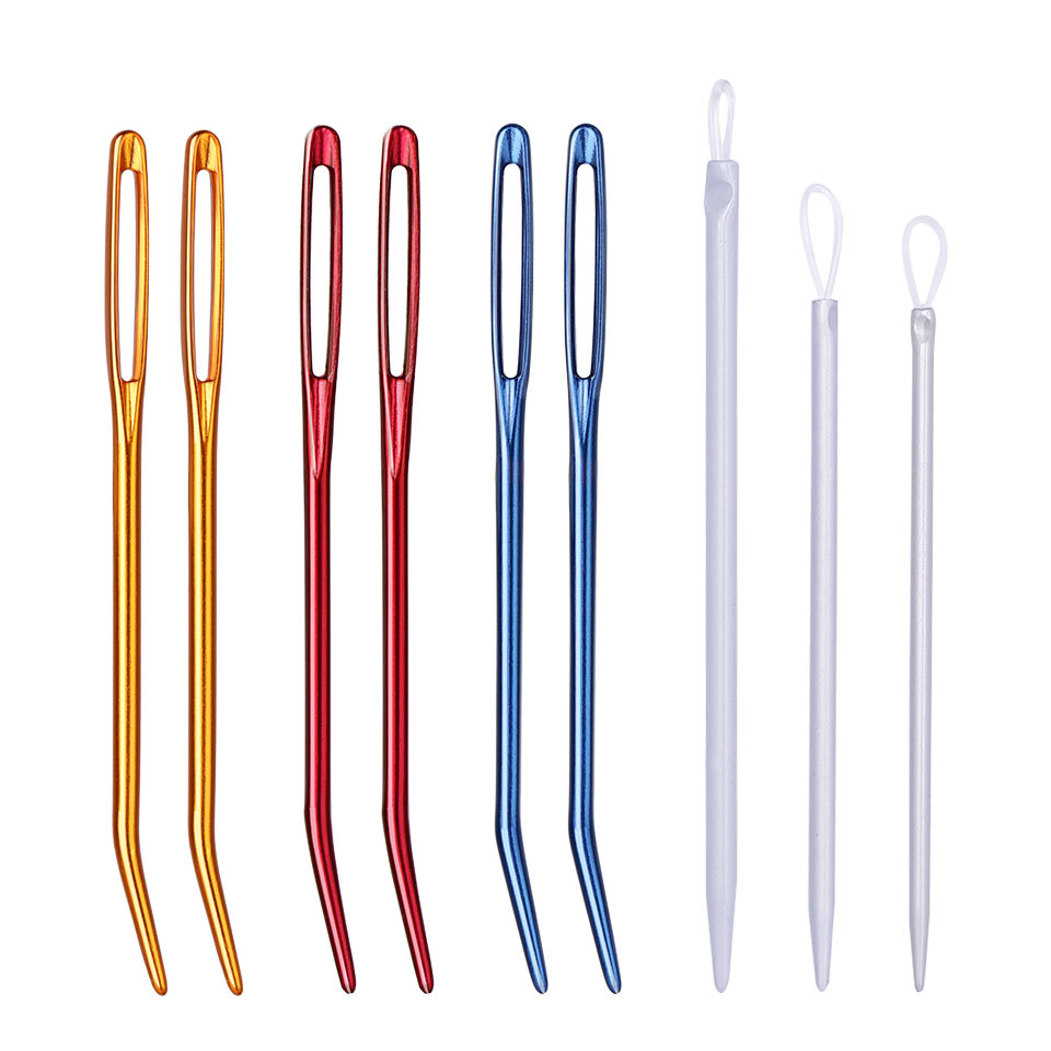 KRABALL Large Eye Blunt Yarn Needle Set Bent Tip Tapestry Needles for Yarn Hand Sewing and Knitting Crochet Tools Accessories: light yellow