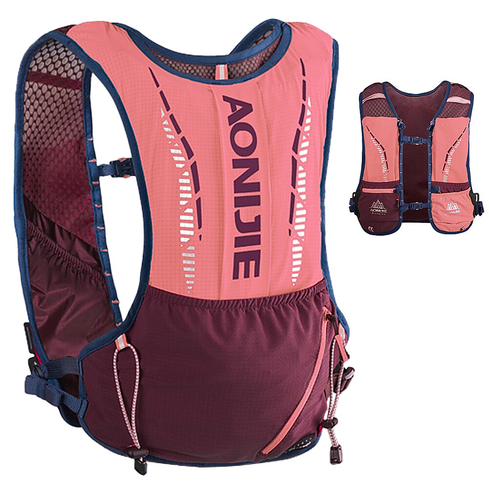 Udendørs hydration pack rygsæk løbetaske sport vest ultralette ridetasker åndbar hydrering vest jogging sport rygsæk: Lyserød