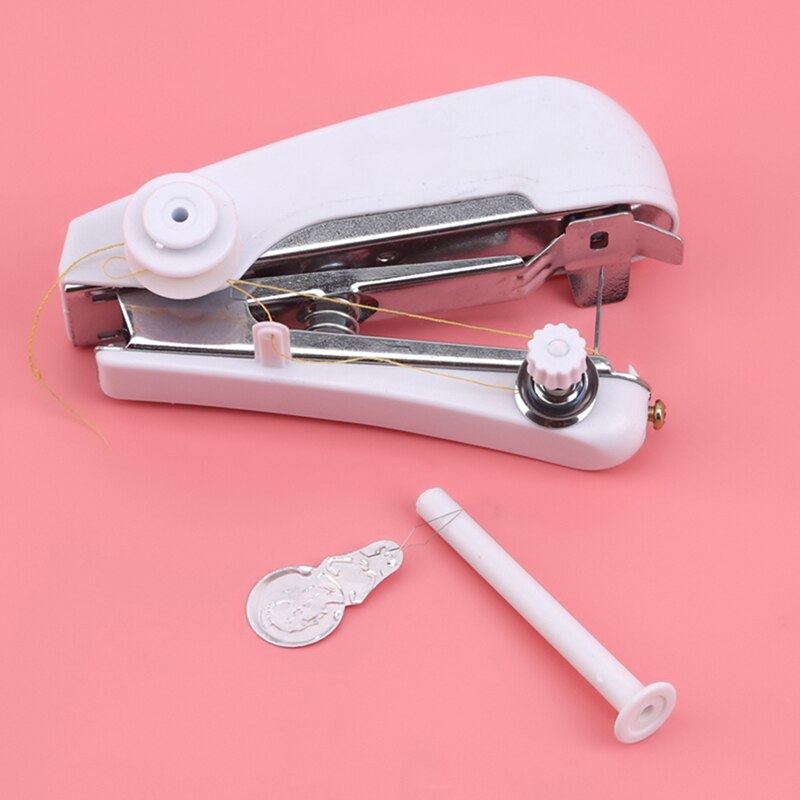 Sewing Machines Mini Hand-Held Clothes Fabrics Portable Sewing Machine Cordless Sewing Machine Stitch Sew Needlework: White