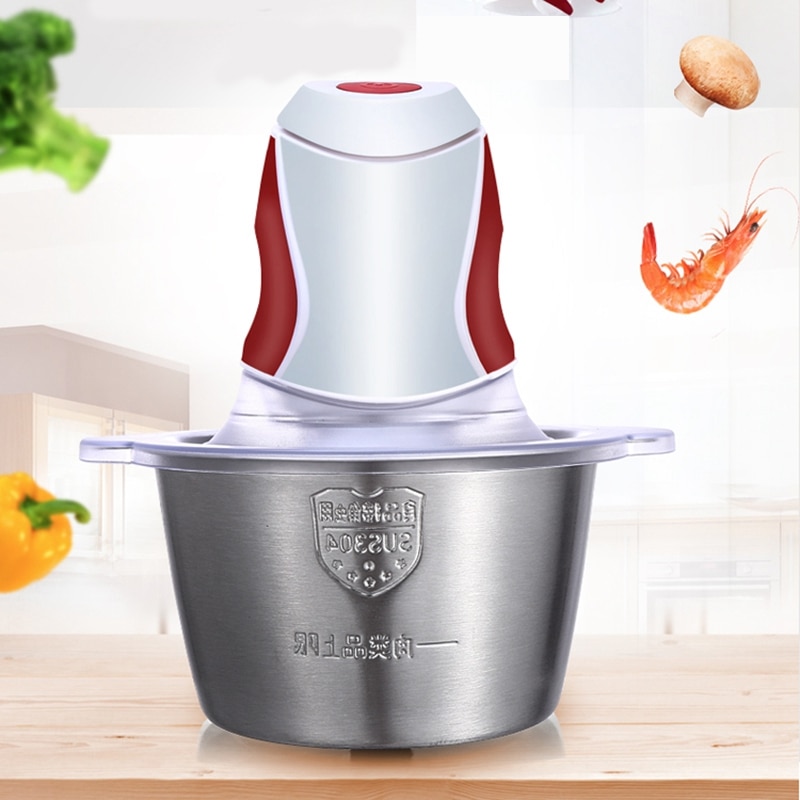 2l elektrisk kødkværn mixer hakker husholdningsmaskine 200w rustfrit stål elektrisk kødhakker mad hakker hjem 220v eu pl: Default Title