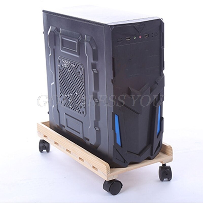 Soporte de CPU de madera maciza torre de escritorio móvil, ruedas giratorias, carro de Soporte Universal para PC y ordenador