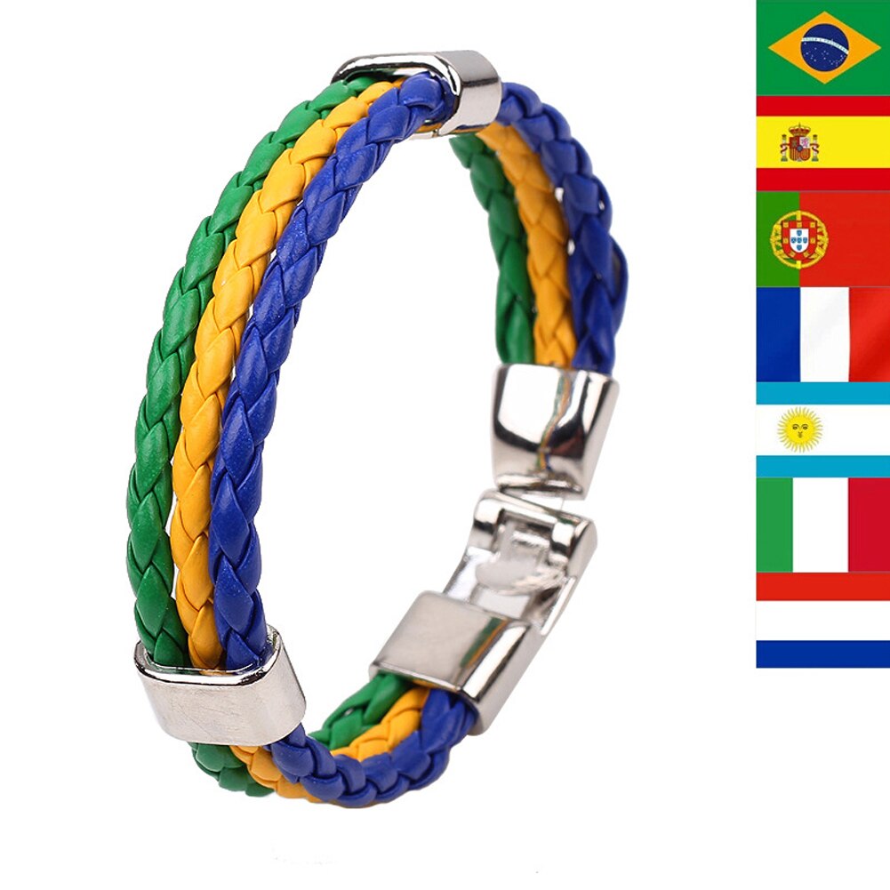 National Flag Leather france Wristband Nigeria Bracelets soccer