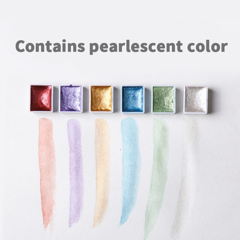 Giorgione High-End Kunstenaar Aquarel Verf Set Bevat Parelmoer Kleur Met Aquarel Kwast In Een Draagbare Metalen Doos