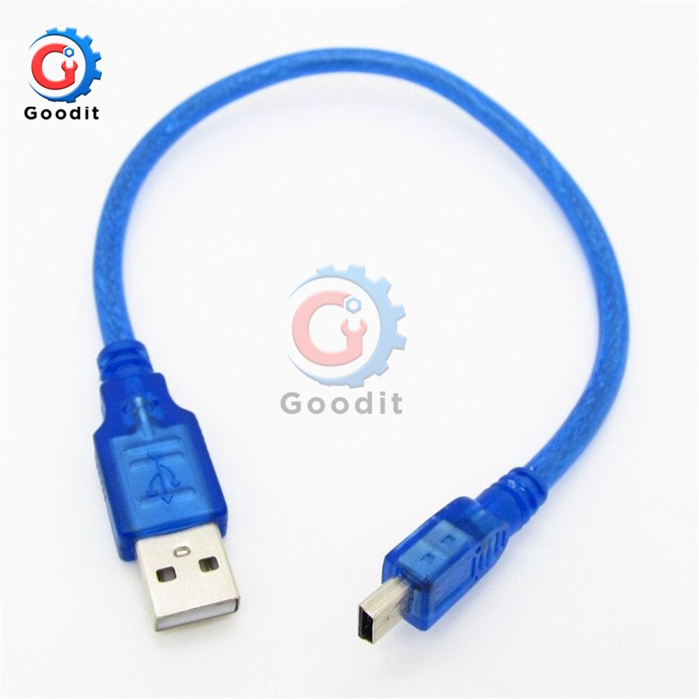 30cm USB 2.0 A Male To Mini B 5pin Male PC Data Cable Cord Leads for Arduino MCU Nano 3.0 Pro Also for Old Mobile Phone