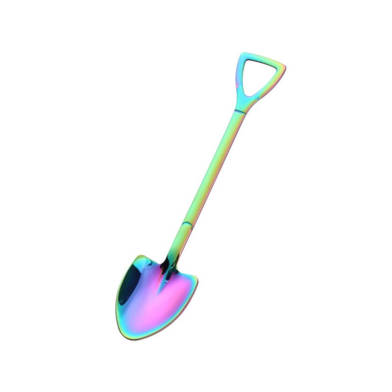 Cuchara de Metal para helado en forma de pala, para té, postre para el té de la tarde, mango largo, herramienta de cocina, 3 colores, 1 ud.: Colorful B