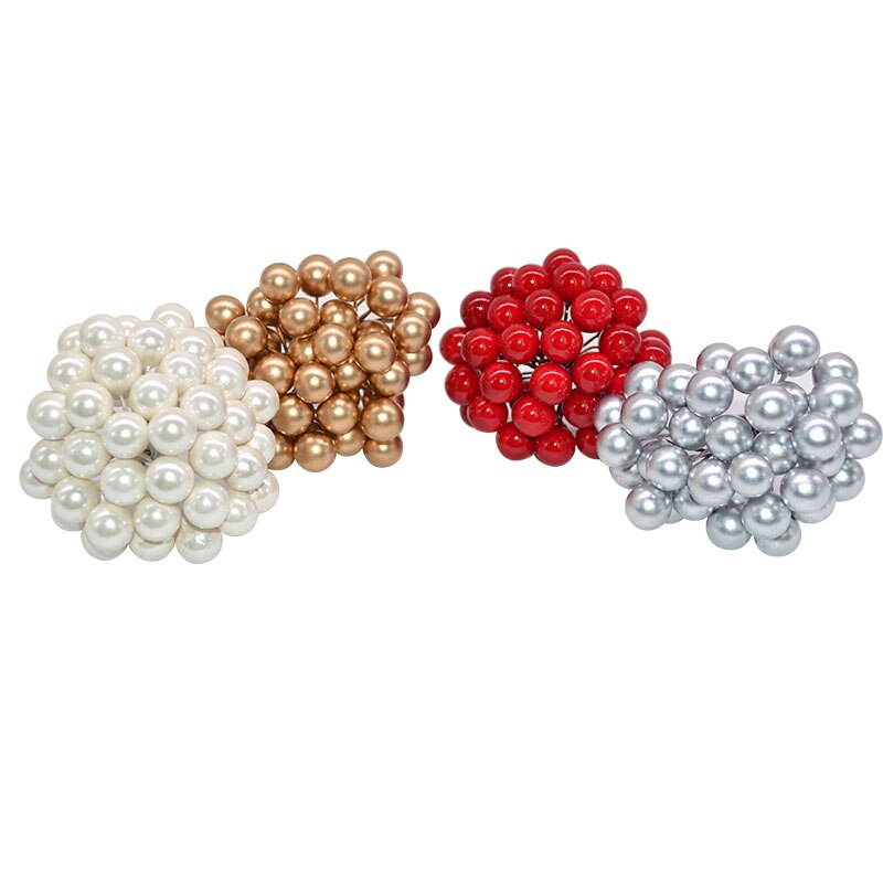 50 stk / lot 1cm mini kunstige blomster frugt støvdragere jul plast perle bær til bryllup diy boks dekoreret kranse