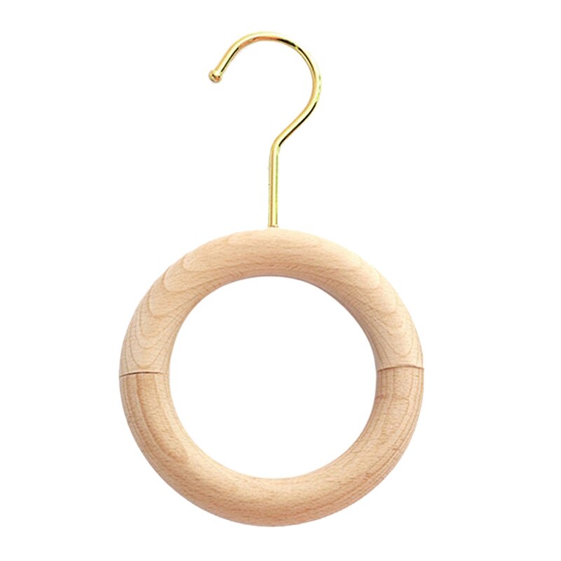 Wooden Ring Hanger Clothing Store 360 Rotating S-Shaped Round Scarf Ring Multifunctional Tie Holder Home Decoration-ABUX