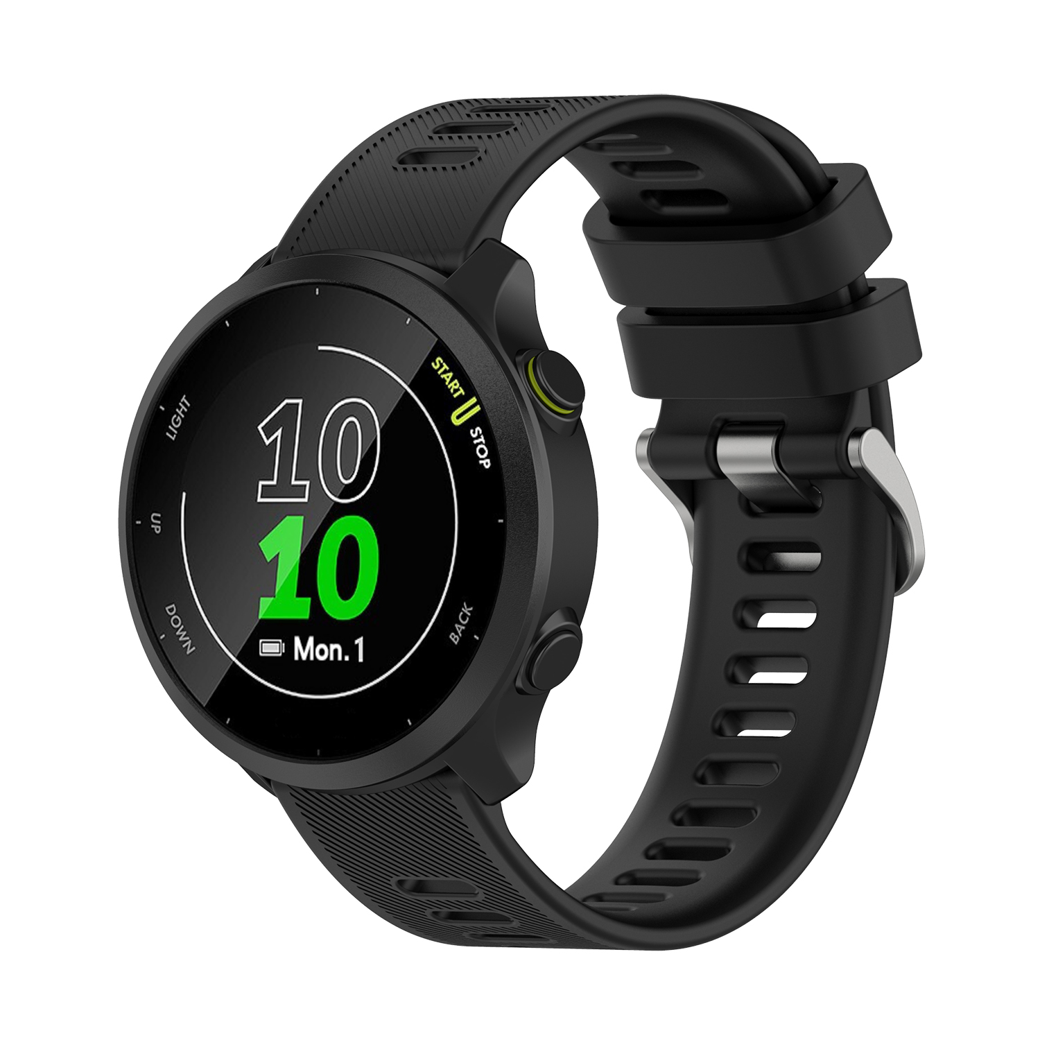 Correas de reloj de 20mm para Garmin Forerunner 158 venu sq/venu, pulsera deportiva de silicona para Polar Ignite, correas de reloj para Forerunner 55: Negro y gris