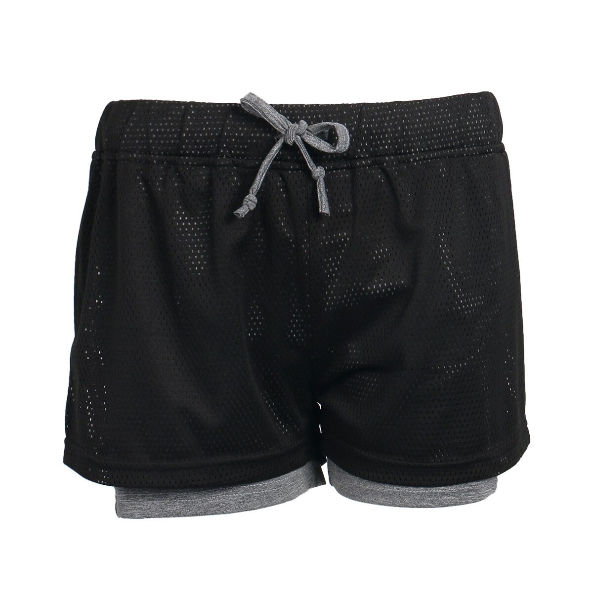 2 In 1 Sport Running Shorts Gym Mesh Shorts Voor Vrouwen Fitness Shorts Met Koord Training Snel Droog Jogging Workout shorts: Grijs / L