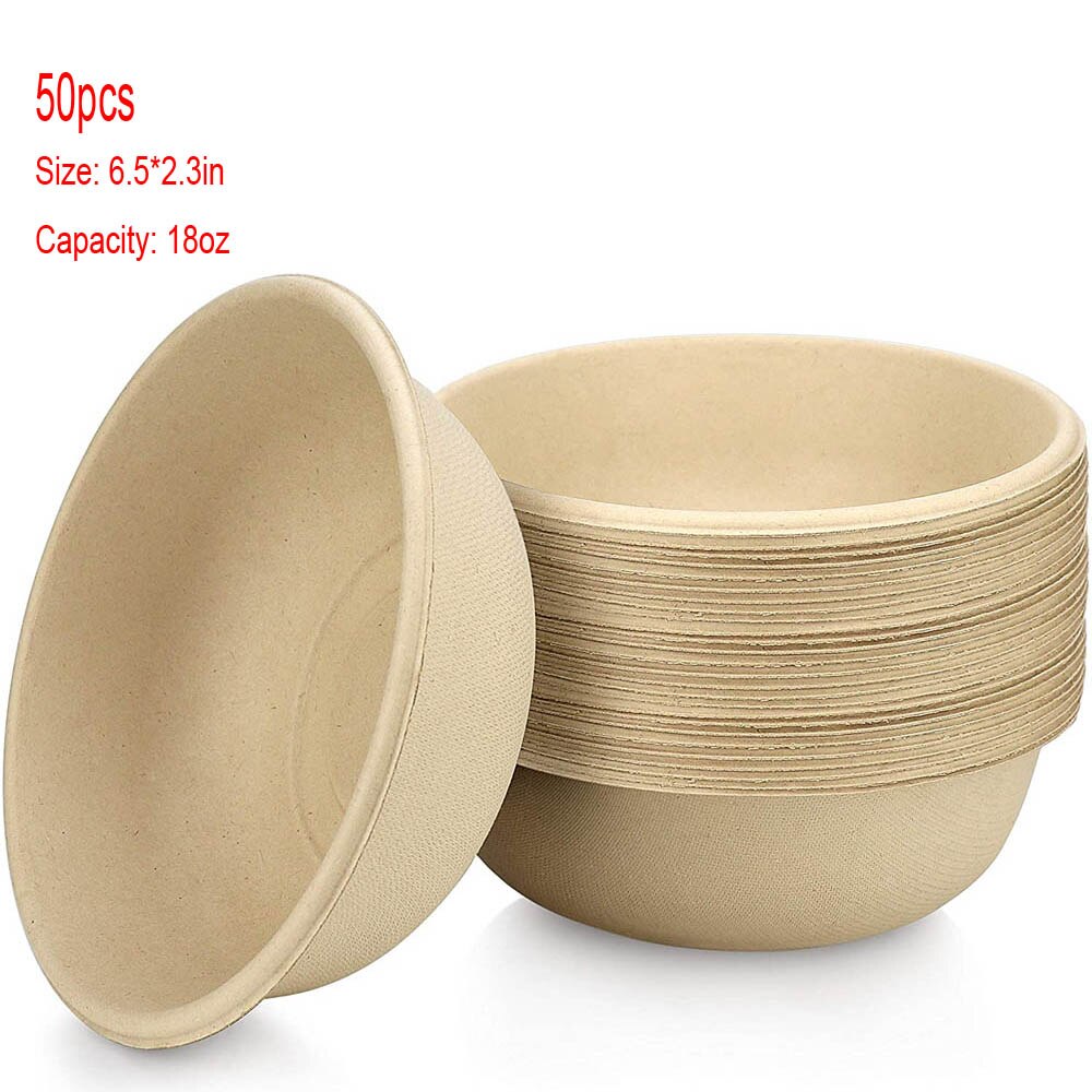 Bols à soupe jetables 100% en papier biodégradable, 50 pièces, pour soupes chaudes et apéritifs, récipients alimentaires ménagers: 18oz