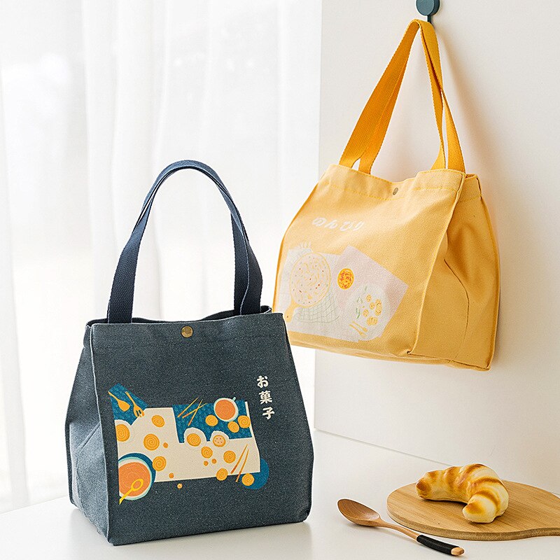 Japanse Lunch Tas Handig Draagbare Canvas Tas Grote Capaciteit Verdikte Thermische Isolatie Lunchbox Tas