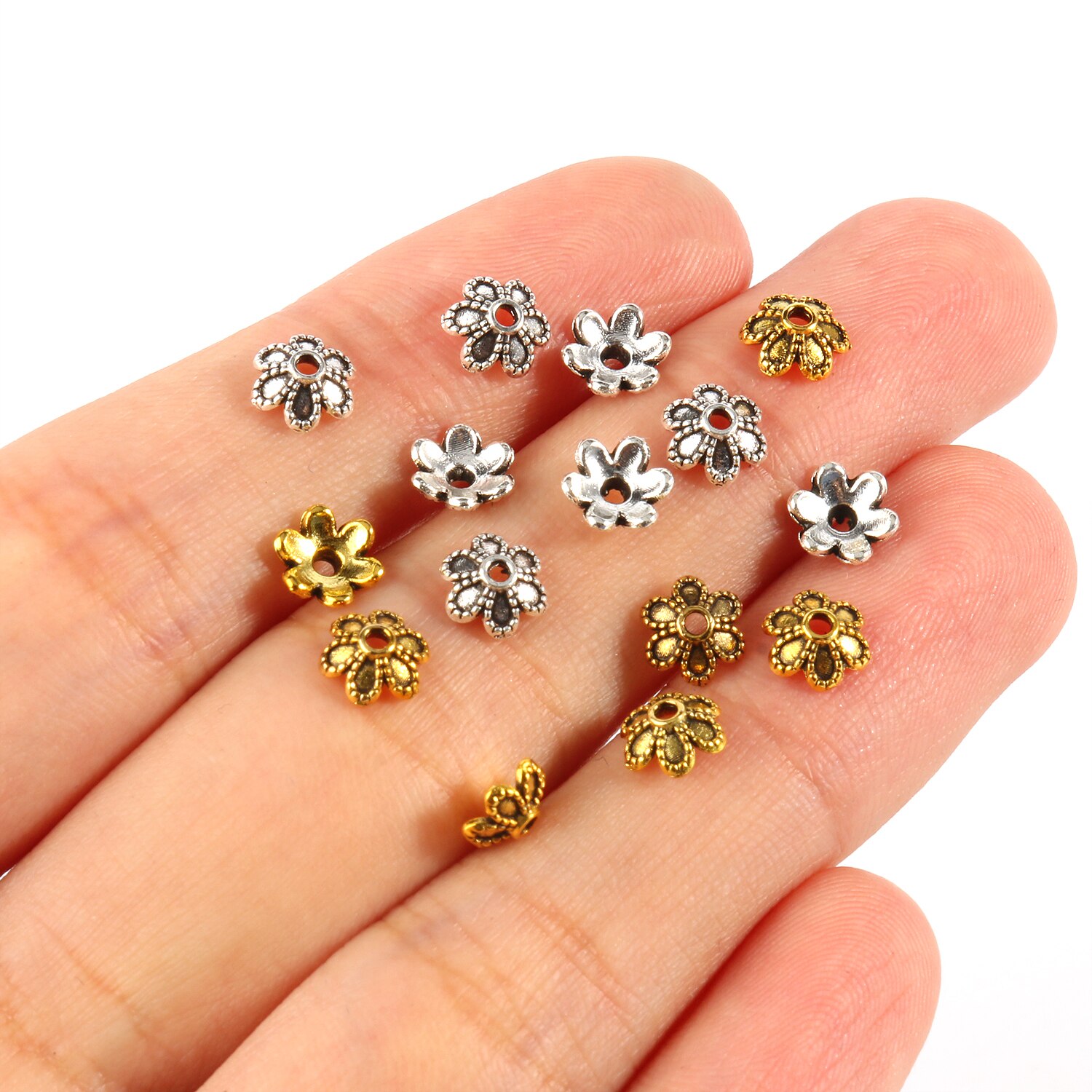 Bouchons de perles de couleur argent tibétain, or Antique, embouts de fleurs, couture pour la fabrication de bijoux, accessoires de bricolage