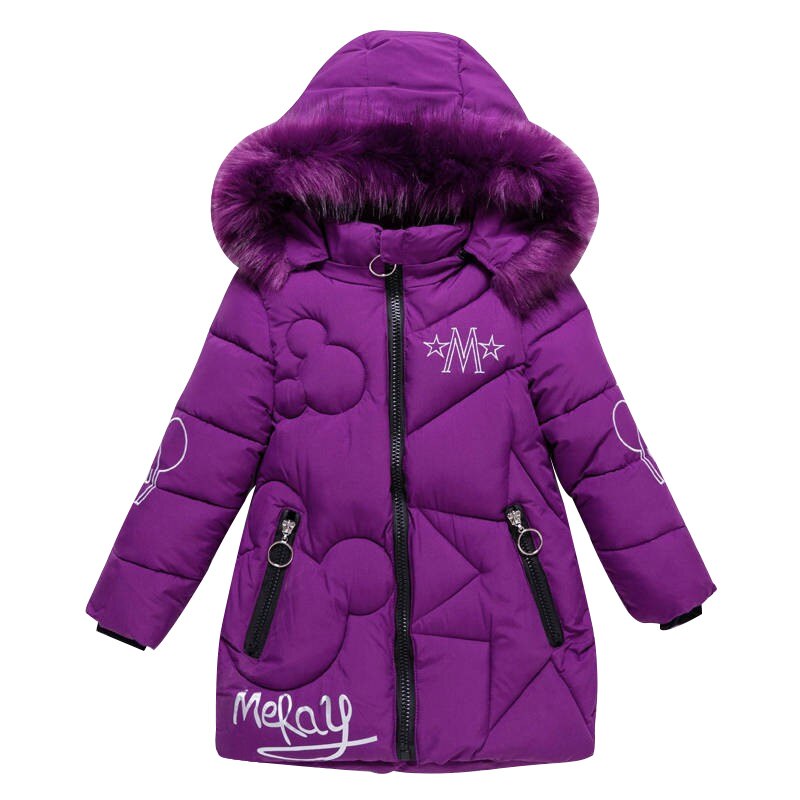 Winter Jacke für Mädchen Russische freundlicher Schneeanzüge Plus Samt Warme Mit Kapuze Oberbekleidung Mantel freundlicher Teenager Mädchen Parkas 6-13 Y: meray Violett / 130