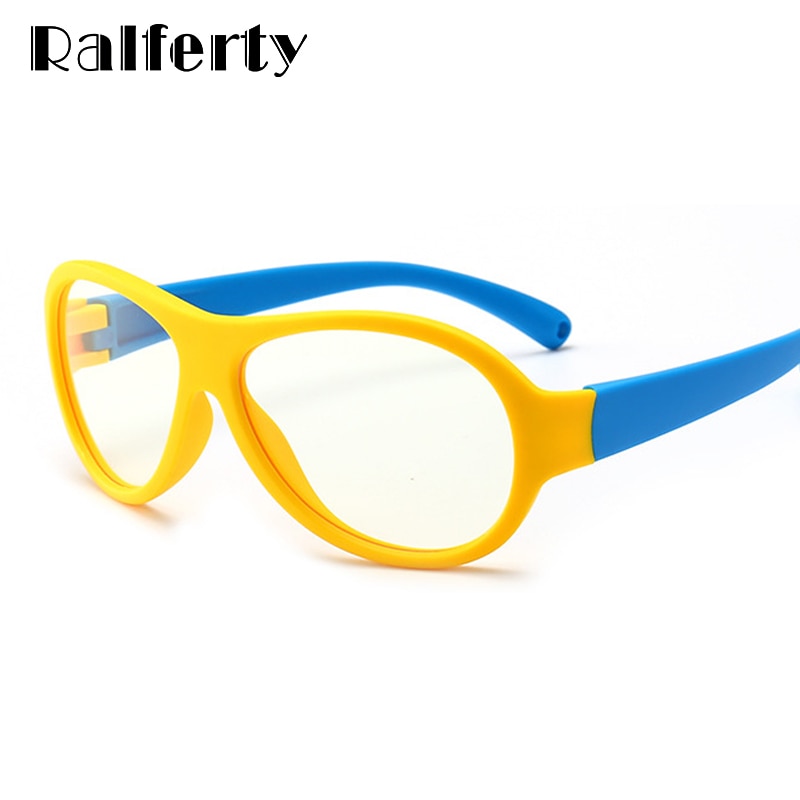 Ralferty børn anti-blå briller dreng barn pilot brillerammer fleksible  tr90 sorte computerglas  a001