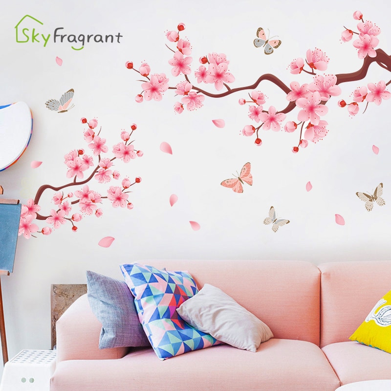 Wall Sticker Flower Branch Self-adhesive Stickers Living Room Background Wall Decor Bedroom Decor Home Decor Room Decor