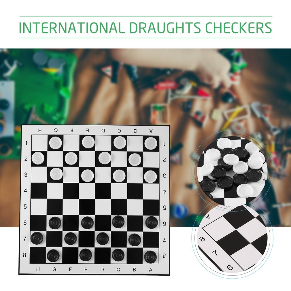 Grande tamanho plástico damas/draughts dobrável xadrez xadrez internacional jogo de tabuleiro de viagem competição brinquedo
