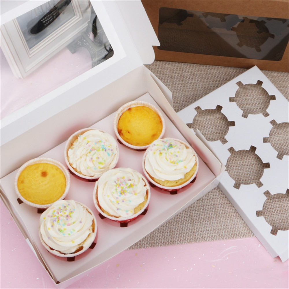 1Pc Clear Windowed Cupcake Dozen Verwijderbare Lade Voor 2/4/6/12 Mousse Cake Voor Party Kerst Voedsel verpakking Keuken Accessoires