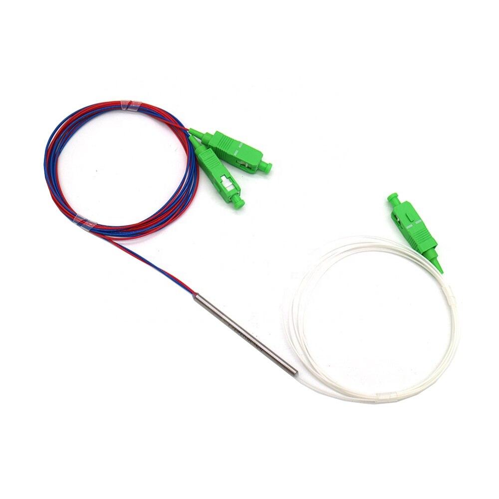 Divisor de fibra óptica FBT, paquete de 10 uds, con conector SC APC 1x2 0,9mm, acoplador desequilibrado 70/30 60/40, ratio dividido opcional: 30-70