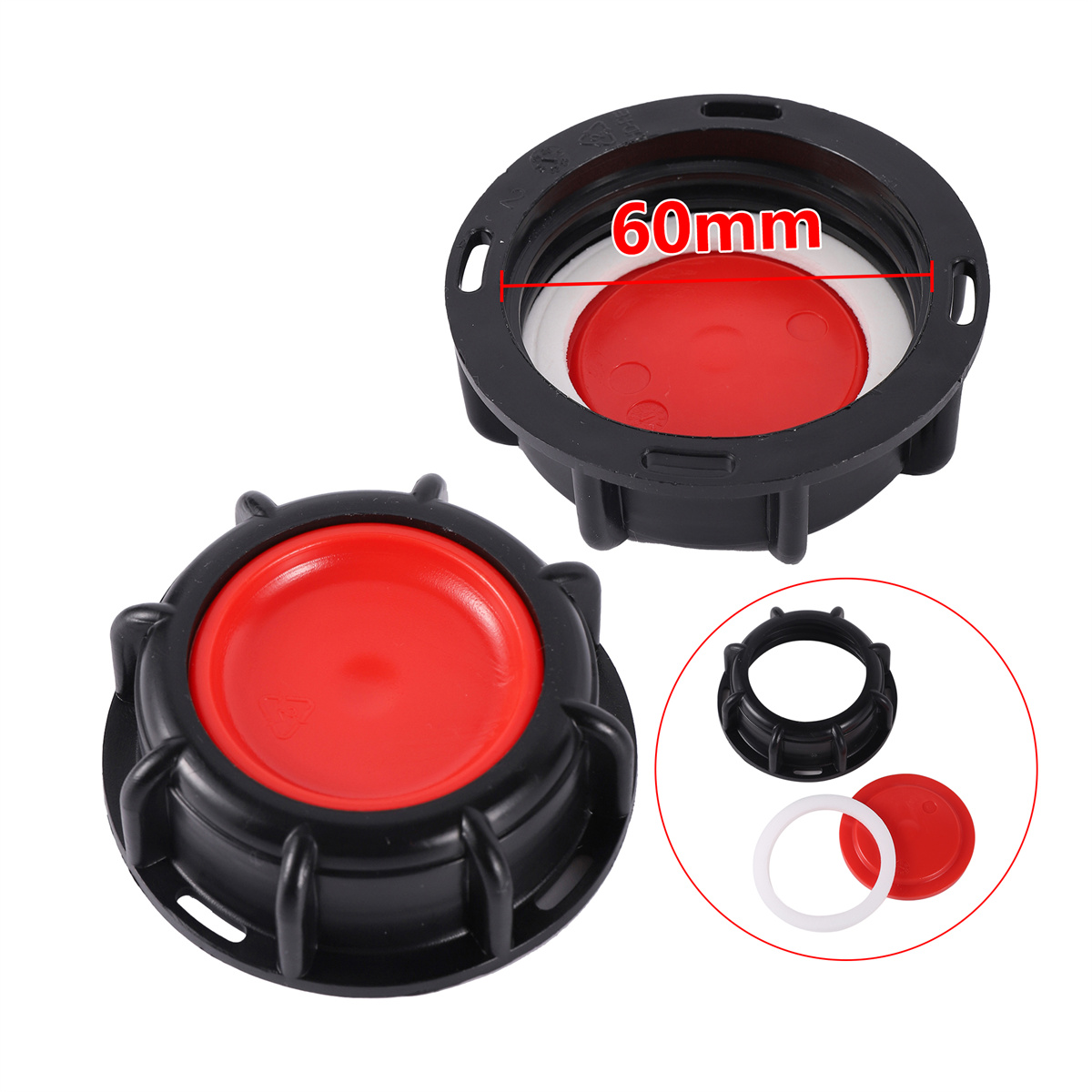 Couvercle de réservoir IBC couvercle de baril de tonne jardin S60/100mm 163/240mm fil grossier bouchon de stockage de liquide d'eau 2 trous 1000L couvercle anti-poussière de réservoir: Black