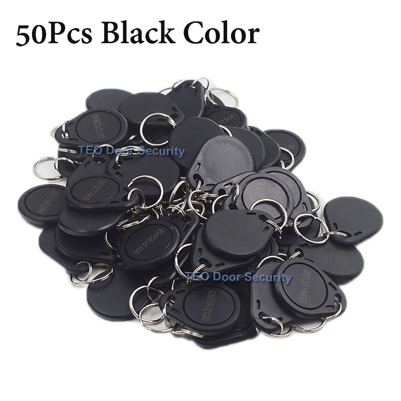 Weatherproof RFID 125KHz EM4100 EM4102 Proximity ID Token Tag Key Keyfobs Chain Black 50pcs EM Proximity Access control tag