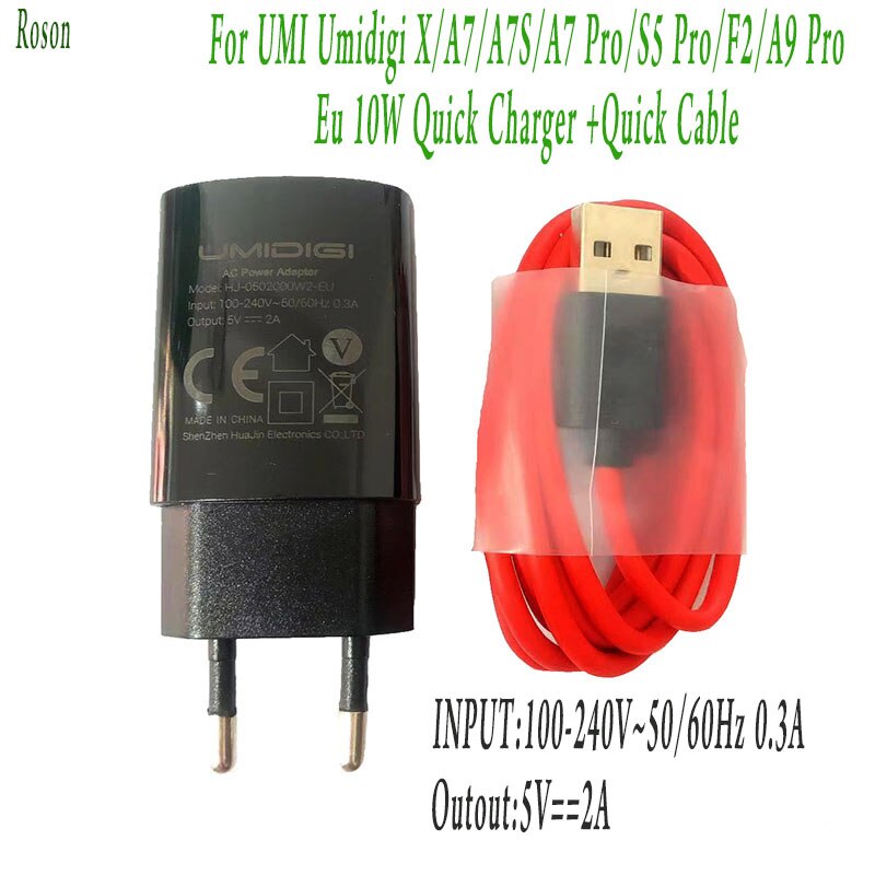 Roson Quick Lader Originele Met 1M Type C Datakabel Quick Opladen Voor Umi Umidigi X A7 A7 Pro a7S S5 Pro A9 Pro F2 5V-2A