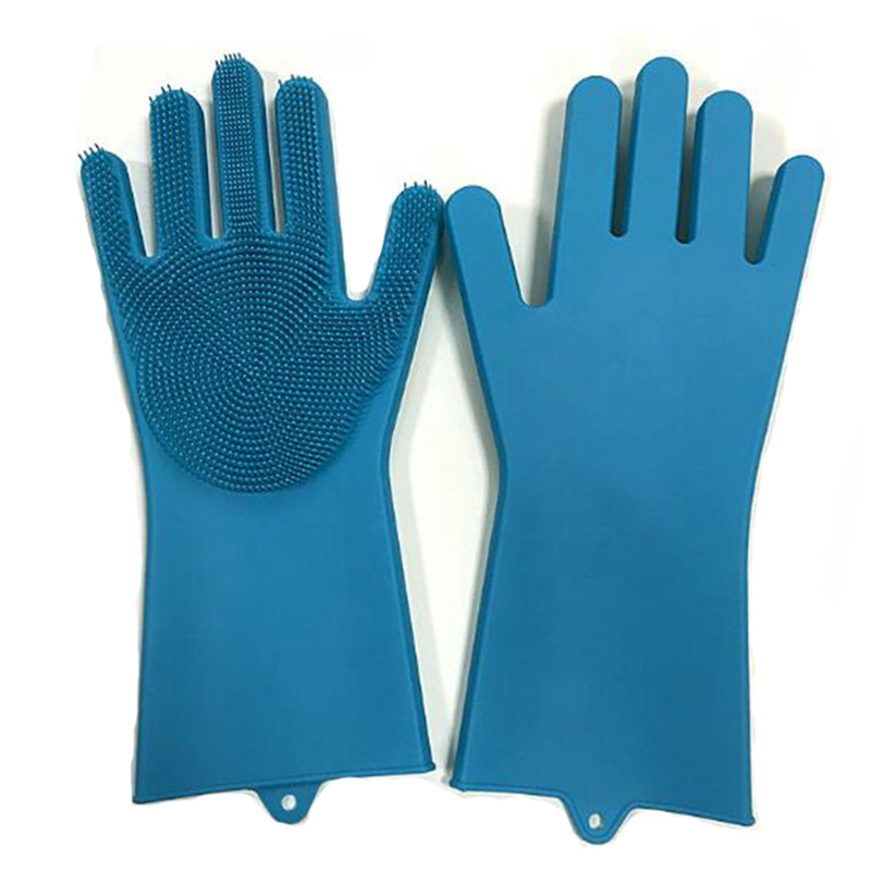 Guantes de goma para fregar platos, esponja de limpieza de grado alimenticio, multiusos, mágicos, 1 par