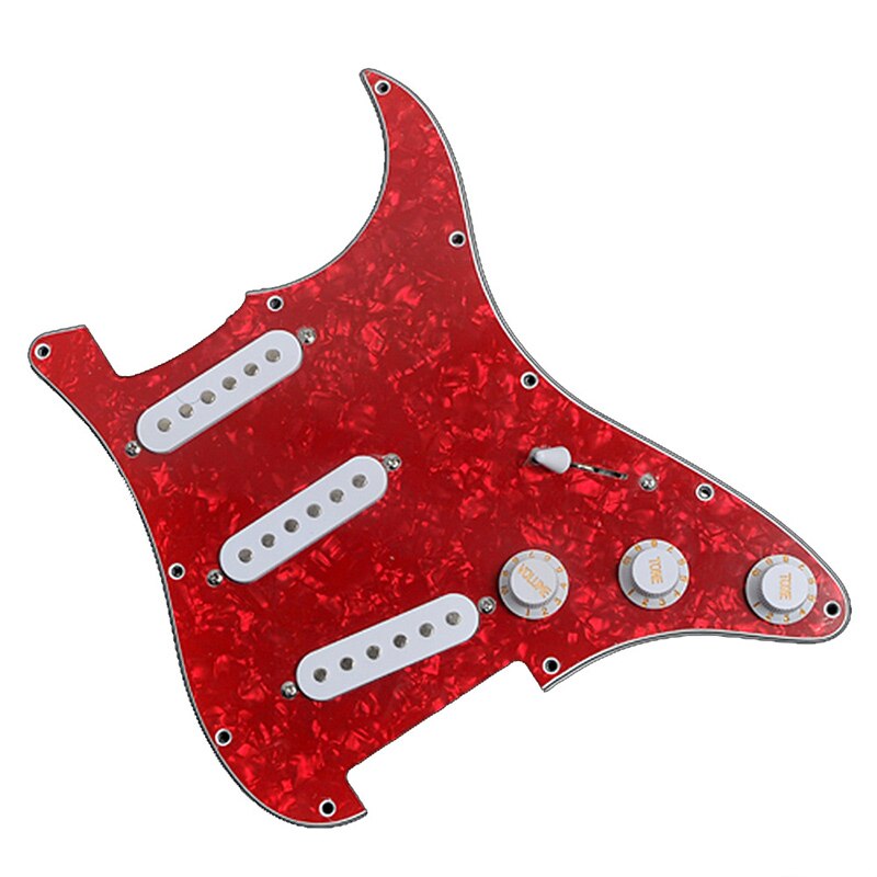Kmise Electric Guitar Loaded Pickguard Scratch Plate for Fender Strat Parts 3 Ply SSS Black: Red