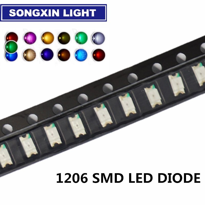 1000PCS 1206 SMD LED 3216 LED Rood/Groen/Blauw/Wit/Geel/Amber (Oranje) LED Diode Licht R/G/B/W/Y/EEN Maat 3.2*1.6