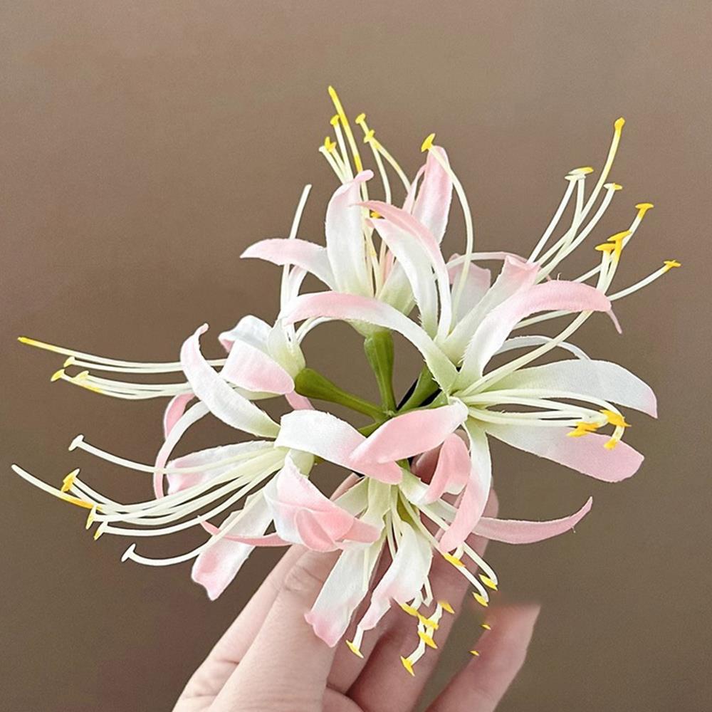 Red Spider Lily Hairpin Hair Accessories Big Flower Duckbill Clip Beach Bangs Side Clip Blue Simulation Flower Hairpins: Pink