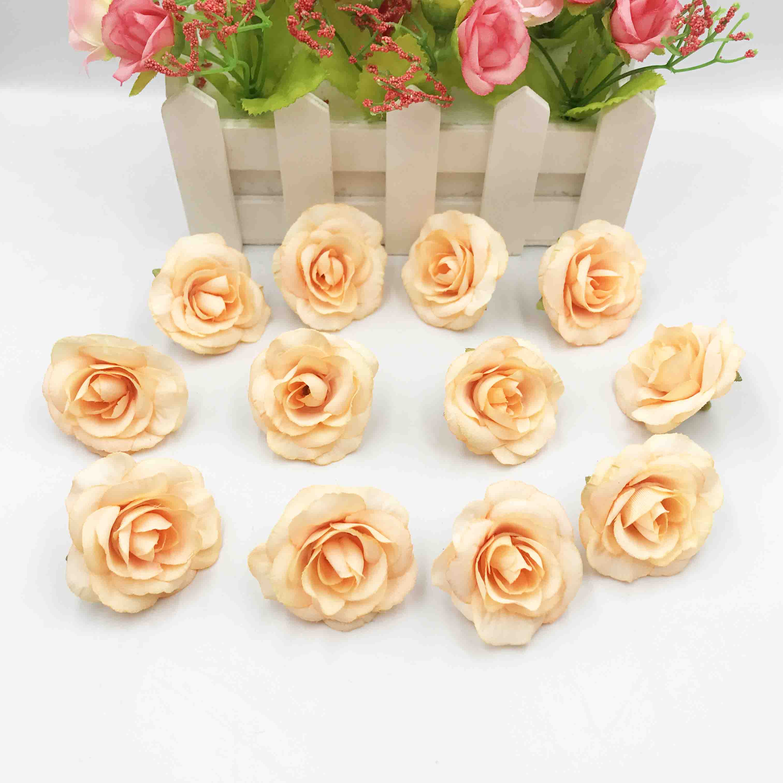 10 stuks kunstbloemen, 4cm zijden rozenbloemen, bruiloftsfeest, huisdecoratie, doe-het-zelfkrans, plakboekdoos, knutselwerkje: 7