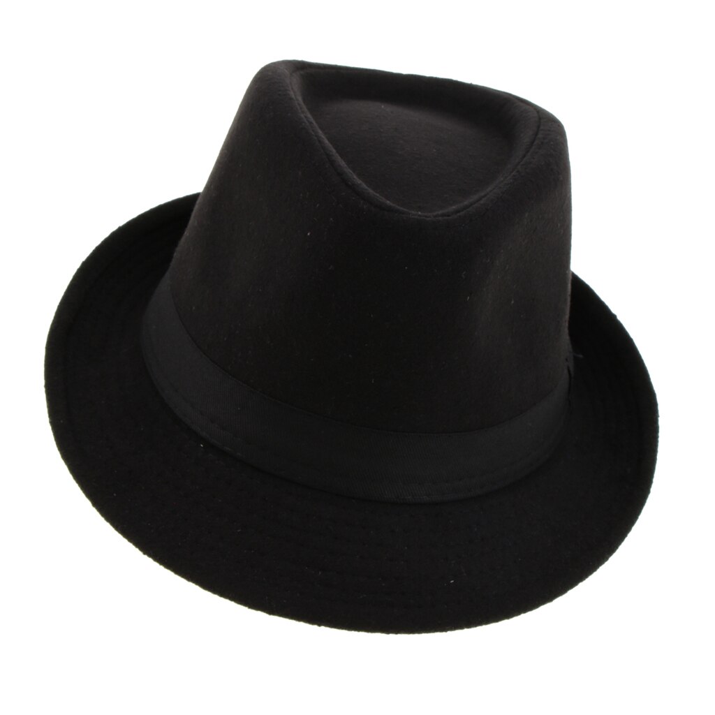 Men's Women’s Manhattan Structured Gangster Trilby Irish Winter Wool Felt Fedora Hat: black