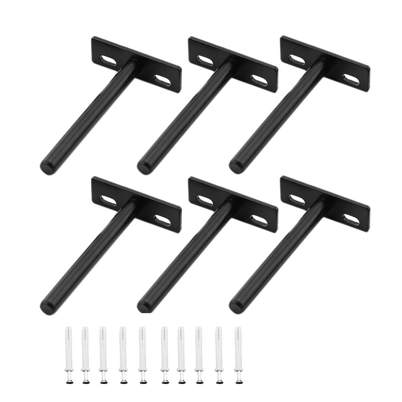 6Pcs Floating Shelf Brackets Concealed Blind Shelf Support for Raw Wood Shelves: Colorlessa