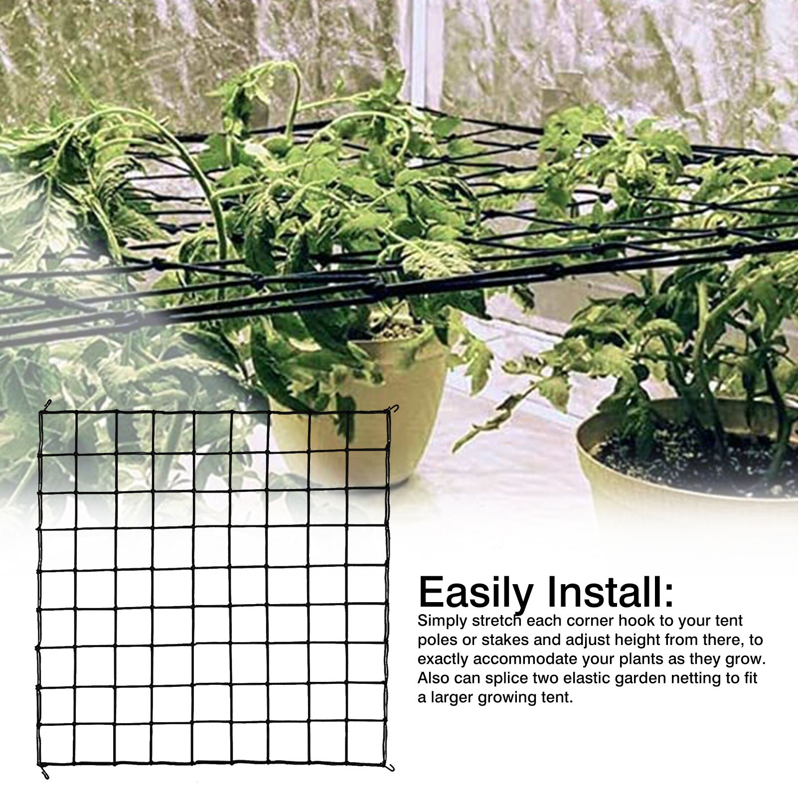 Grow Tent Trellis Net Grow Elastic Rubber Garden Trellis Net For Indoor Vegetable Climbing Vine Plants Garden Plant