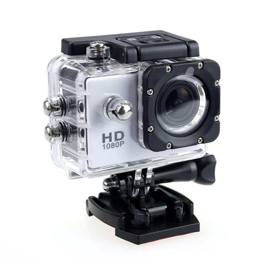 Udendørs mini sport action kamera ultra 30m 1080p undervands vandtæt hjelm videooptagelseskameraer sport cam: Hvid