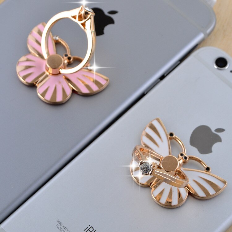 Metal Surface Butterfly Phone socket ring Holder Universal Mobile Phone Finger Holder Flexible Phone Stand for all Smart Phone